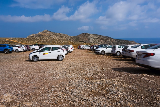 Photographie du parking de Balos Beach