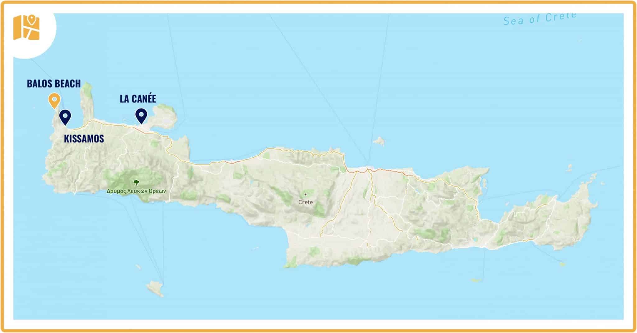 Carte de Balos Beach et de la Crète