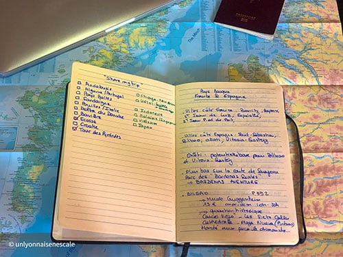 Exemple de page intérieur d'un carnet de voyage