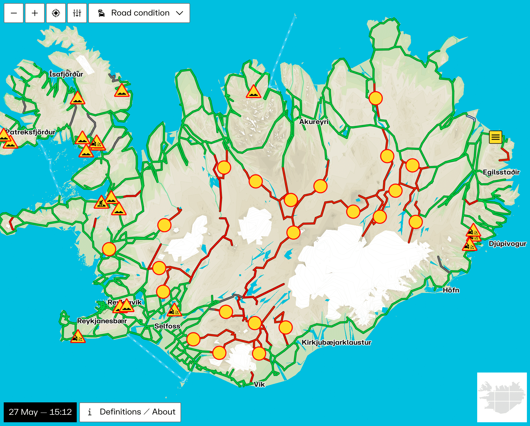 Carte avec les differentes routes d Islande