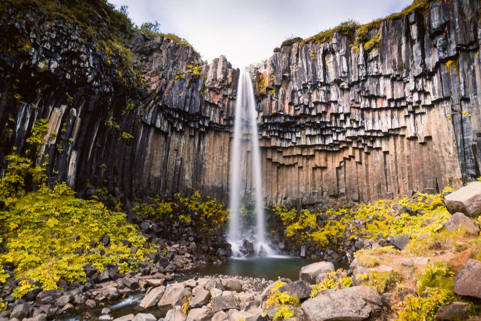 Photo de la cascade Svartifoss et ses orgues de basalte