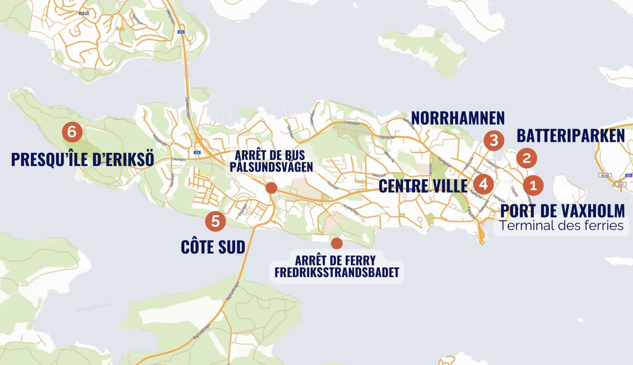 carte itineraire vaxholm